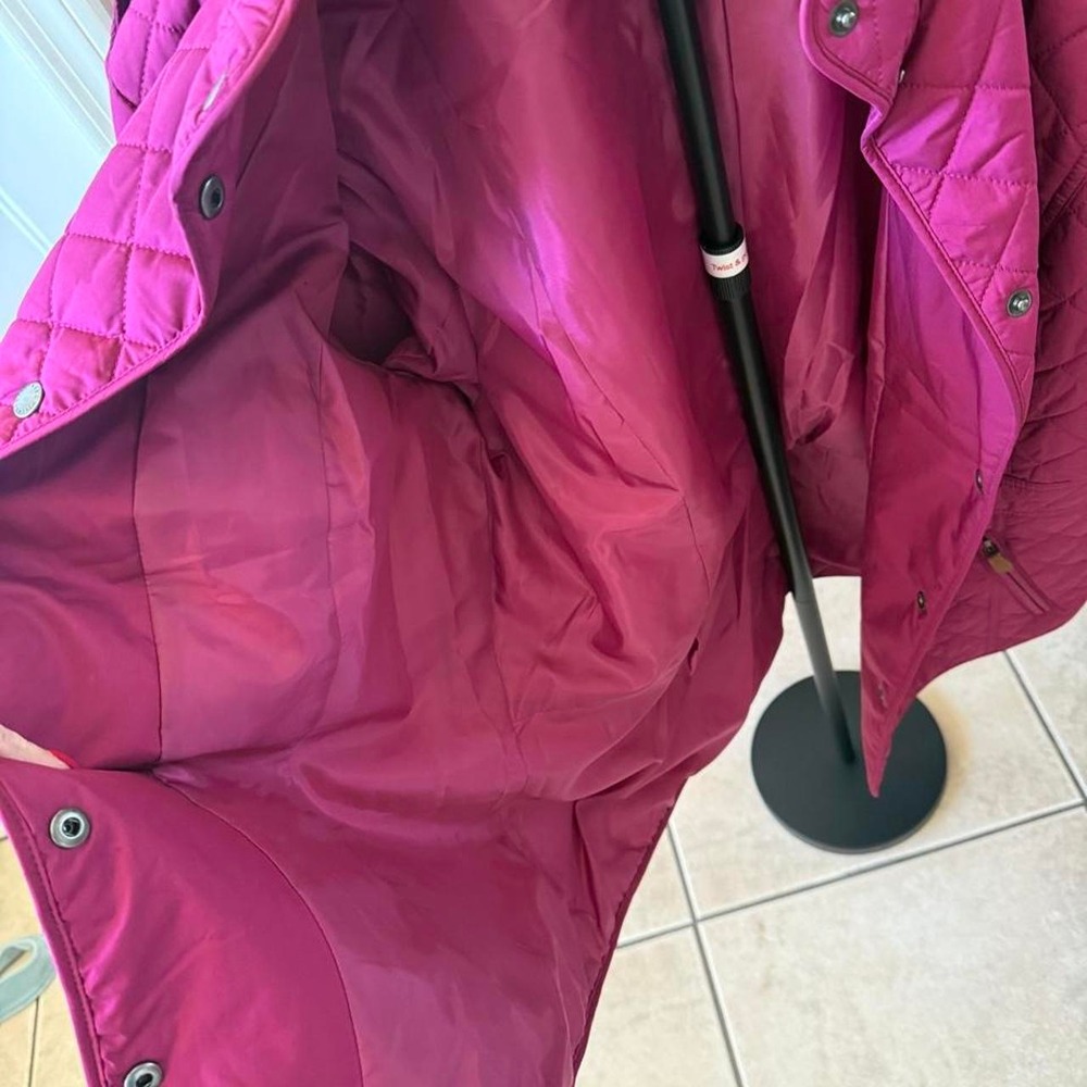 Talbots Womens Raspberry Pink Quilted Diamond Pattern Snap Front Jacket XL - Picture 5 of 5